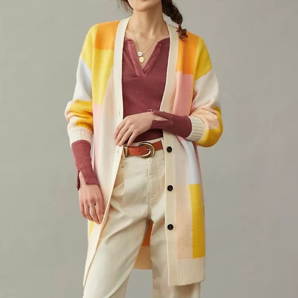 Anthropologie Amadi Pastel Lexie Colorblocked Cardigan Size XS Petite